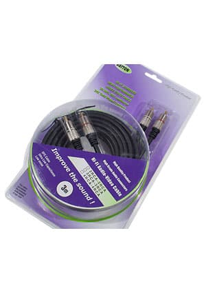 3-0316-3.0, Шнур A/V 2-2 RCA мetal-gold, d=6 мм, 3.0 м, блистер