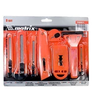 78991 НАБОР НОЖЕЙ, выдвижные лезвия,9мм-4,18мм-2,+скребки выдвиж.лезв.