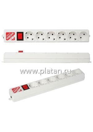 SPG(5+1)-B-6/20, Удлинитель сетевой с фильтром, 6 розеток, 1.9 м, серый