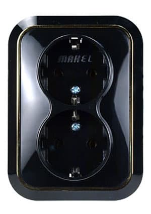 11482 РОЗЕТКА 2-АЯ С ЗАЗЕМ. 16А 250В(ЧЕРН/ЗОЛ.) СКРЫТ.УСТ.