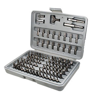 113975, Набор бит, адаптеры для бит,CrV, 100 предметов в пластик.боксе