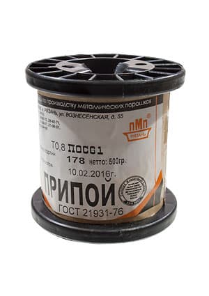 ПРИПОЙ ПОС 61 ТР  0.8ММ  КАТУШКА 500Г, (2015-2016г)