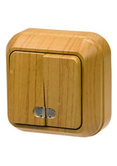 45323 ВЫКЛЮЧАТЕЛЬ ОТКР.УСТ.2 КЛ. (ДУБ) С ПОДСВЕТКОЙ