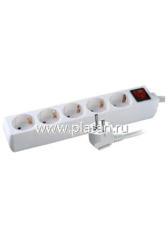S5x3-ZDV, Удлинитель сетевой, 5 розеток, заземление, выключатель, защита, 3м