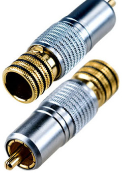 1-280G BLACK, штекер RCA металл цанга на кабель d 11.0мм черный "позолоченный"