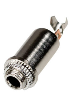 1-091, Разъем аудио 3.5мм "гн" стерео металл на корпус с гайкой трубка