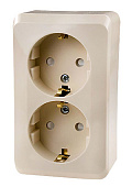 РА16-008K, Розетка 2-м ОП "Этюд"  с/з з/ш  16А кремовая