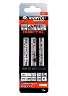 78211, Полотно для  эл.лобзика,по дереву Bimetell. 75х2,5мм(3шт) Т101В
