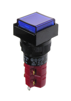 D16LAS1-2ABKB, кнопка с фикс. 250В/5А, LED подсветка 24В
