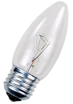 40C1/CL/E27, Лампа  40Вт, свеча прозрачная, цоколь E27