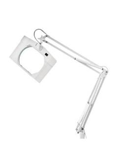 31-0101, Лупа на штат., квадр., наст.,3Х, с подс. на струбцине, белая