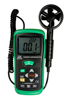 DT-618, измеритель скорости, потока и темп воздуха до 30м/с