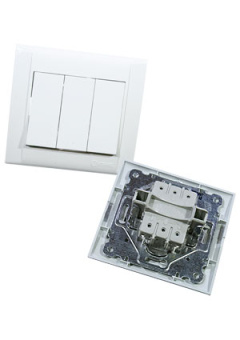 42001091, Выключатель 3 кл белый встроенный монтаж