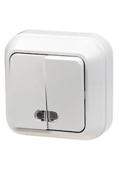 45123 ВЫКЛЮЧАТЕЛЬ ОТКР.УСТ.2 КЛ. (БЕЛ.) С ПОДСВЕТКОЙ