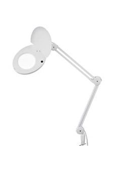 31-0222, Лупа на штат., кругл., наст.,5Х, с подсв., струб., белая